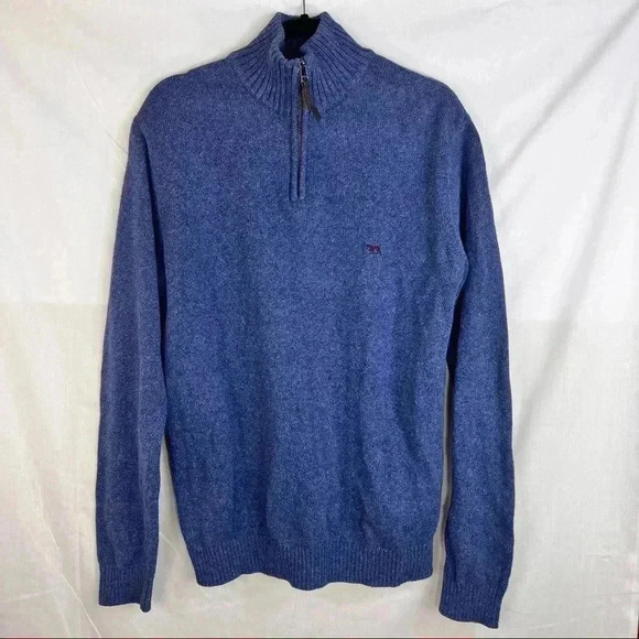 RODD GUNN Sweater Mens Sz M 1/4 Zip Knit Blue Pullover Australian Cotton Luxury - Picture 2 of 12